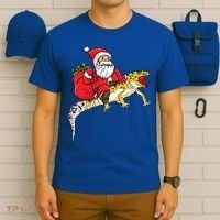 Fun Santa Delivering Presents On Leopard Gecko Lizard Gift T-Shirt thumb 6