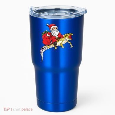 Fun Santa Delivering Presents On Leopard Gecko Lizard Gift Tumbler