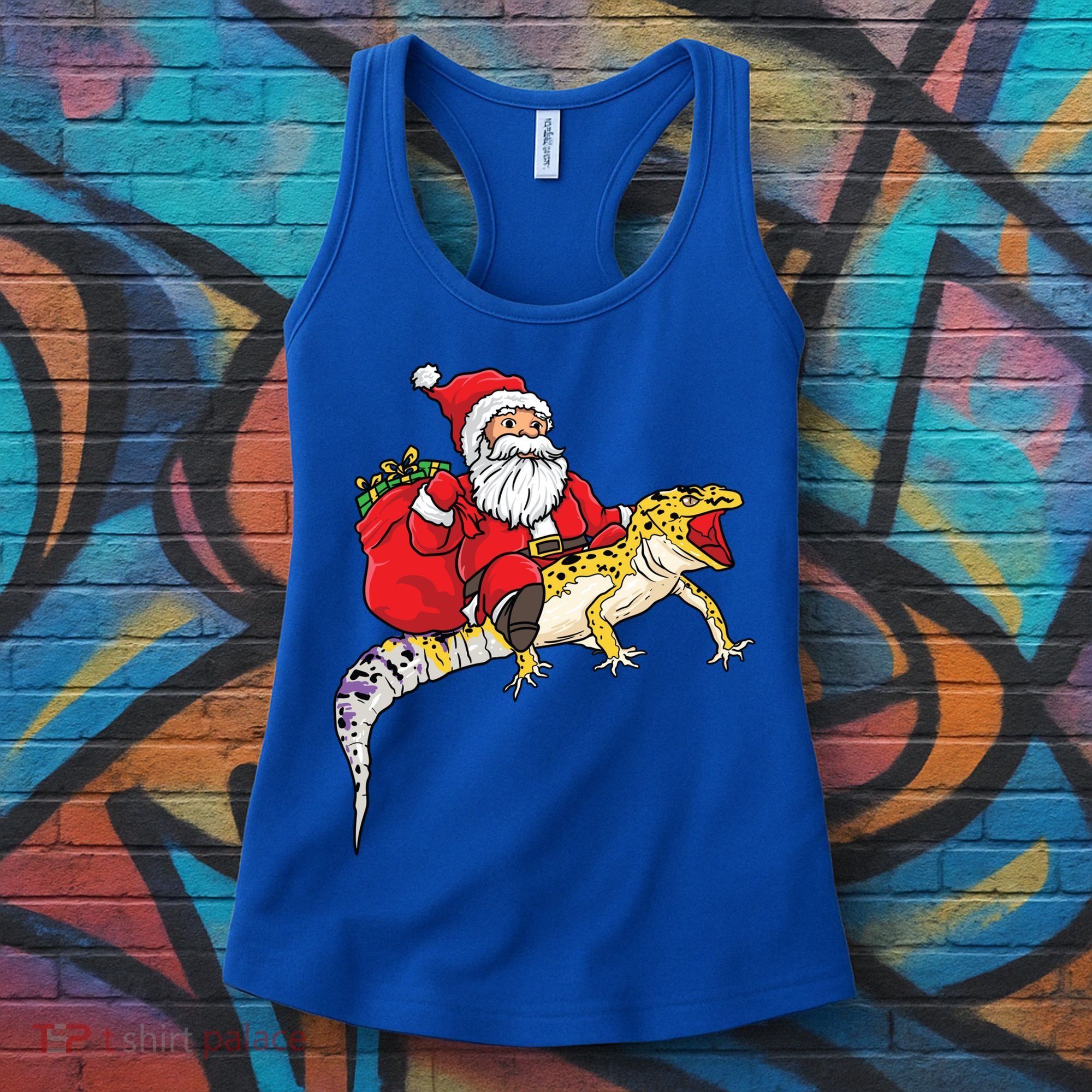 Fun Santa Delivering Presents On Leopard Gecko Lizard Gift Women's Tank Top
