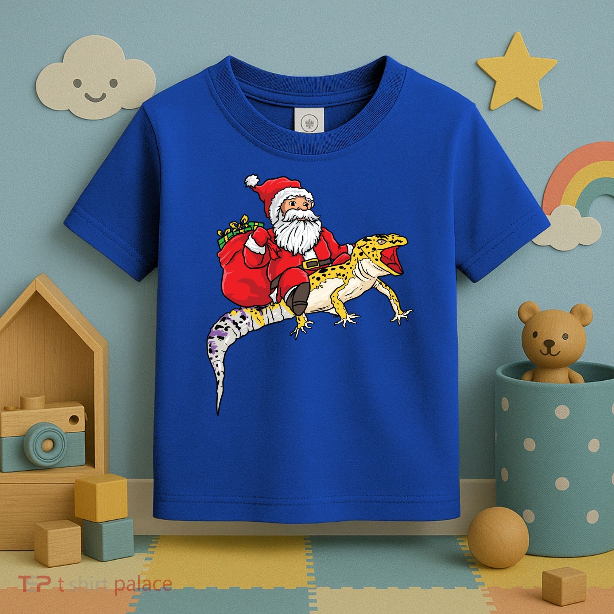 Fun Santa Delivering Presents On Leopard Gecko Lizard Gift Toddler T-Shirt