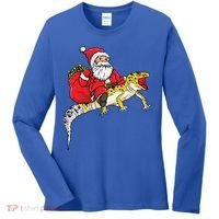 Fun Santa Delivering Presents On Leopard Gecko Lizard Gift Women's Long Sleeve Shirt thumb 0