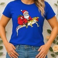Fun Santa Delivering Presents On Leopard Gecko Lizard Gift Women's T-Shirt thumb 2