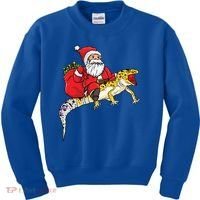 Fun Santa Delivering Presents On Leopard Gecko Lizard Gift Kids Sweatshirt thumb 0