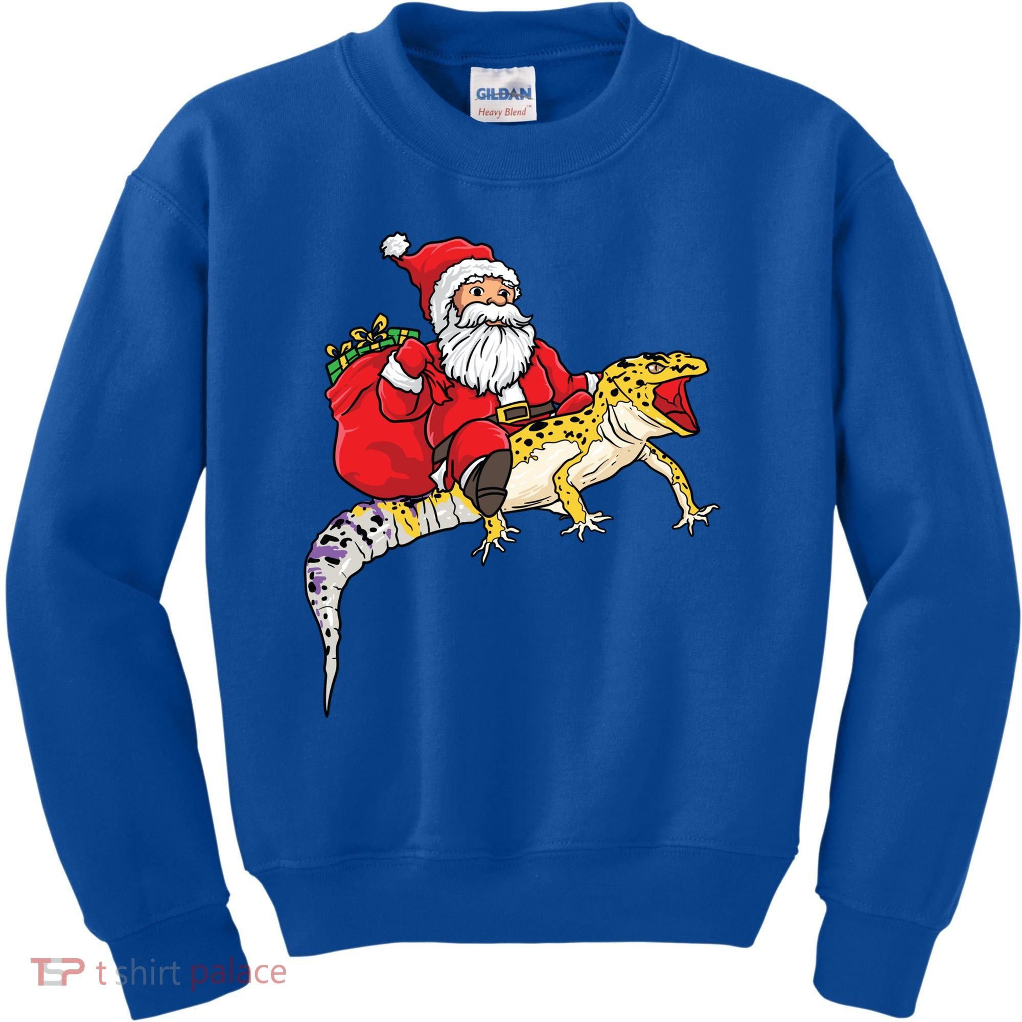 Fun Santa Delivering Presents On Leopard Gecko Lizard Gift Kids Sweatshirt