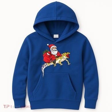 Fun Santa Delivering Presents On Leopard Gecko Lizard Gift Kids Hoodie