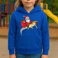 Fun Santa Delivering Presents On Leopard Gecko Lizard Gift Kids Hoodie thumb 3