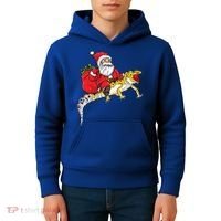 Fun Santa Delivering Presents On Leopard Gecko Lizard Gift Kids Hoodie thumb 4