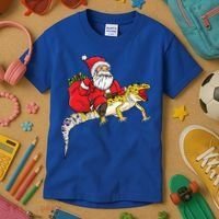 Fun Santa Delivering Presents On Leopard Gecko Lizard Gift Kids T-Shirt thumb 3