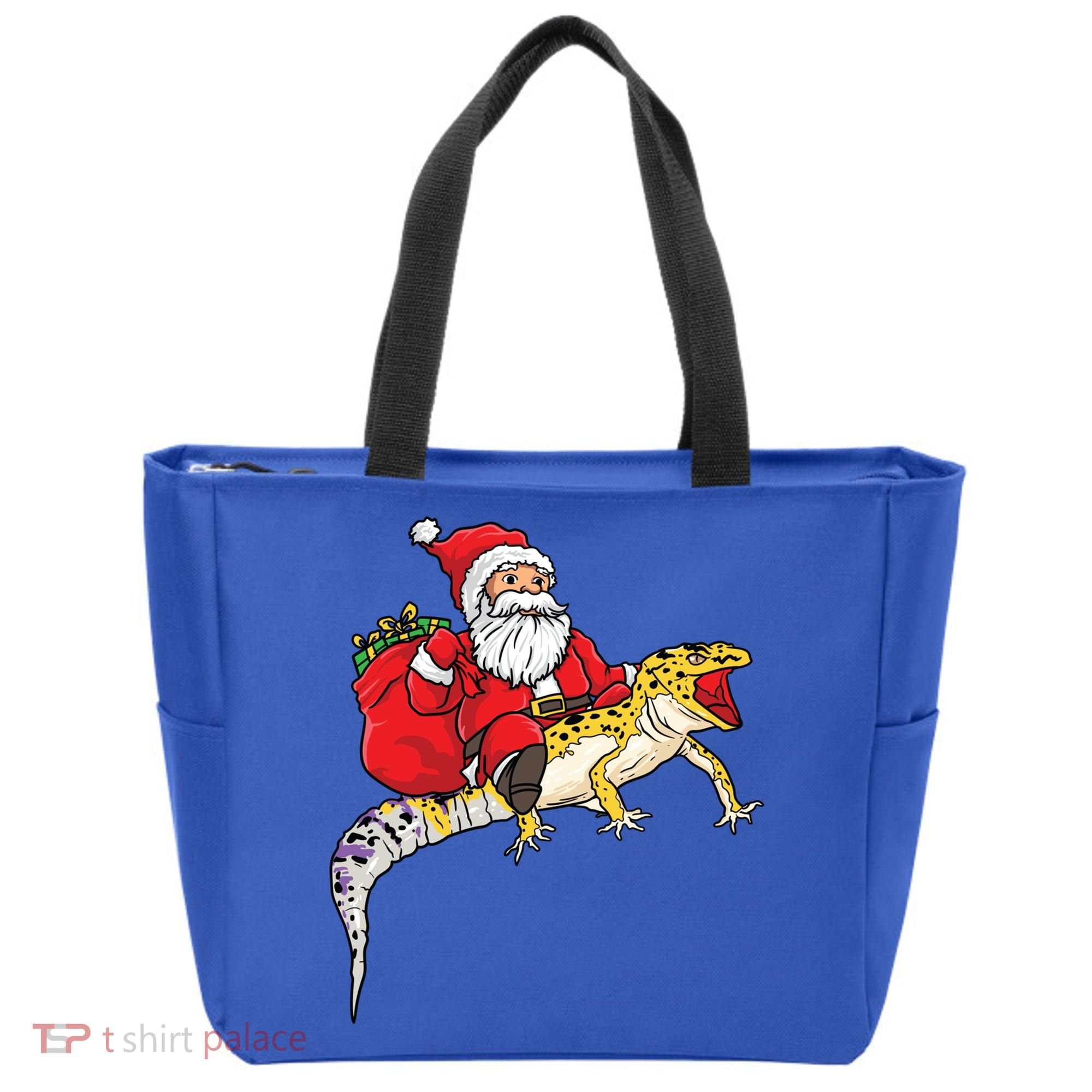 Fun Santa Delivering Presents On Leopard Gecko Lizard Gift Tote Bag