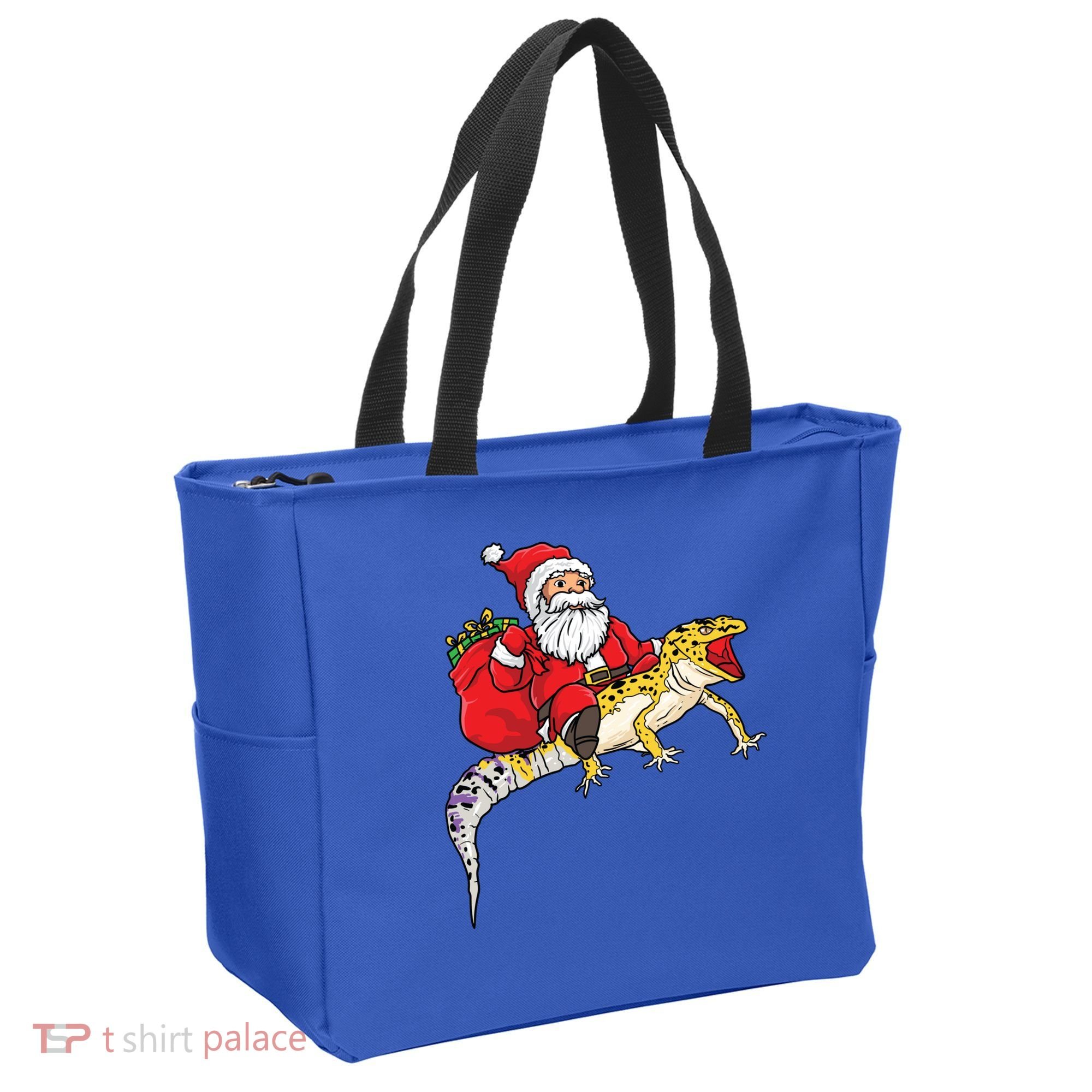 Fun Santa Delivering Presents On Leopard Gecko Lizard Gift Tote Bag