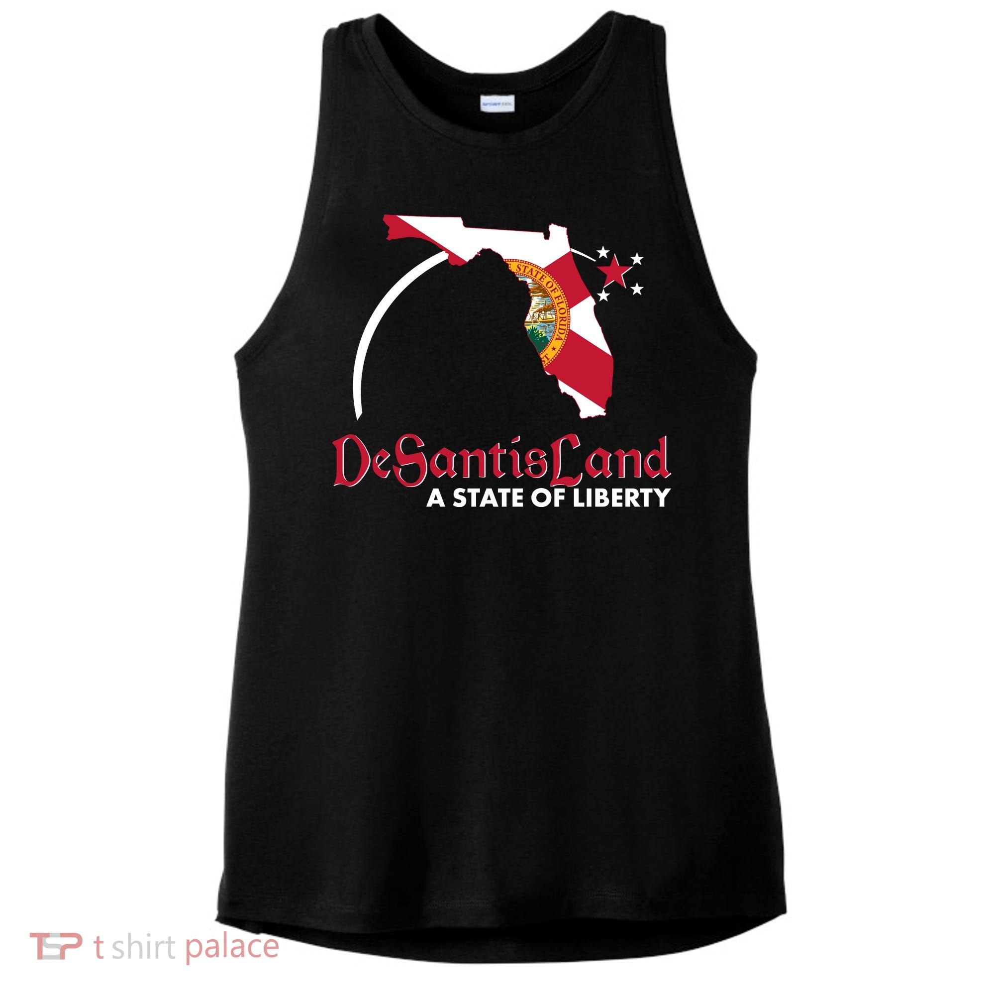 Florida State DeSantisLand A State Of Liberty Ladies PosiCharge Tri-Blend Wicking Tank