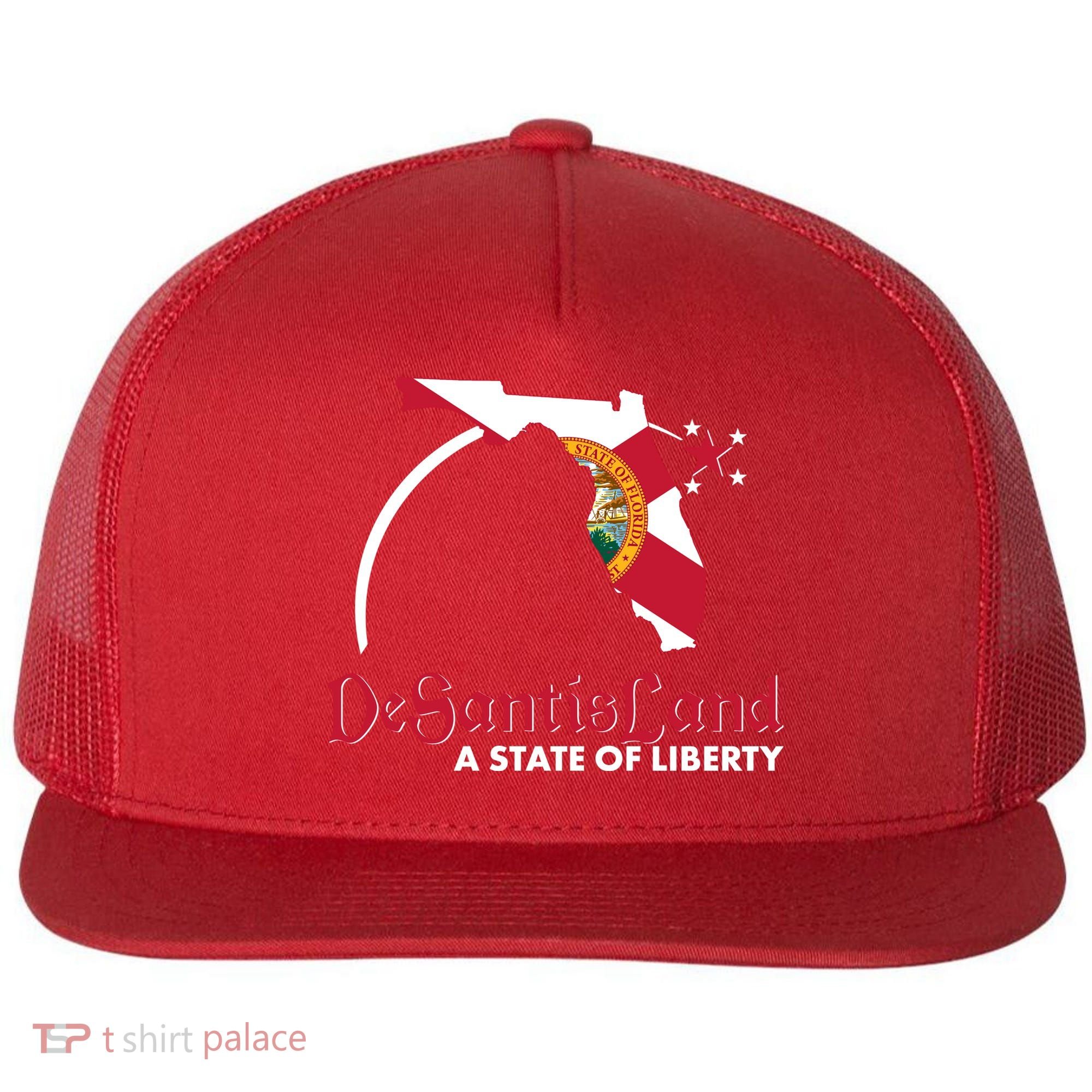Florida State DeSantisLand A State Of Liberty Flat Bill Trucker Hat
