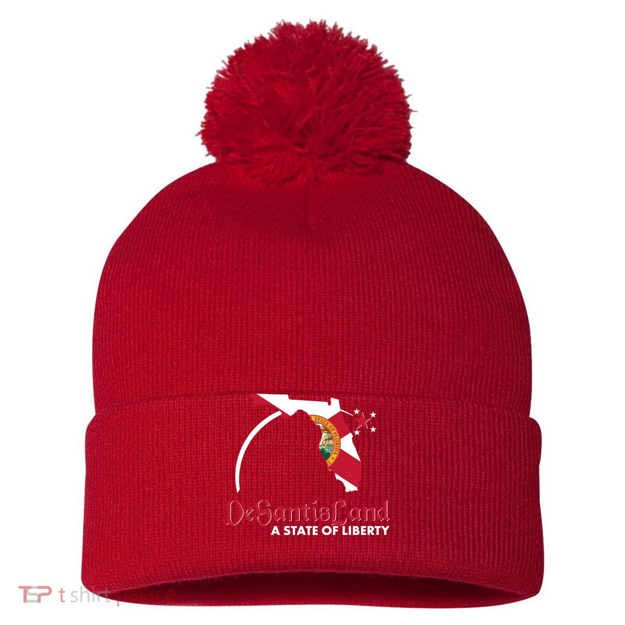 Florida State DeSantisLand A State Of Liberty Pom Pom 12in Knit Beanie