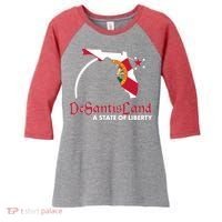 Florida State DeSantisLand A State Of Liberty Women's Tri-Blend 3/4-Sleeve Raglan Shirt thumb 0