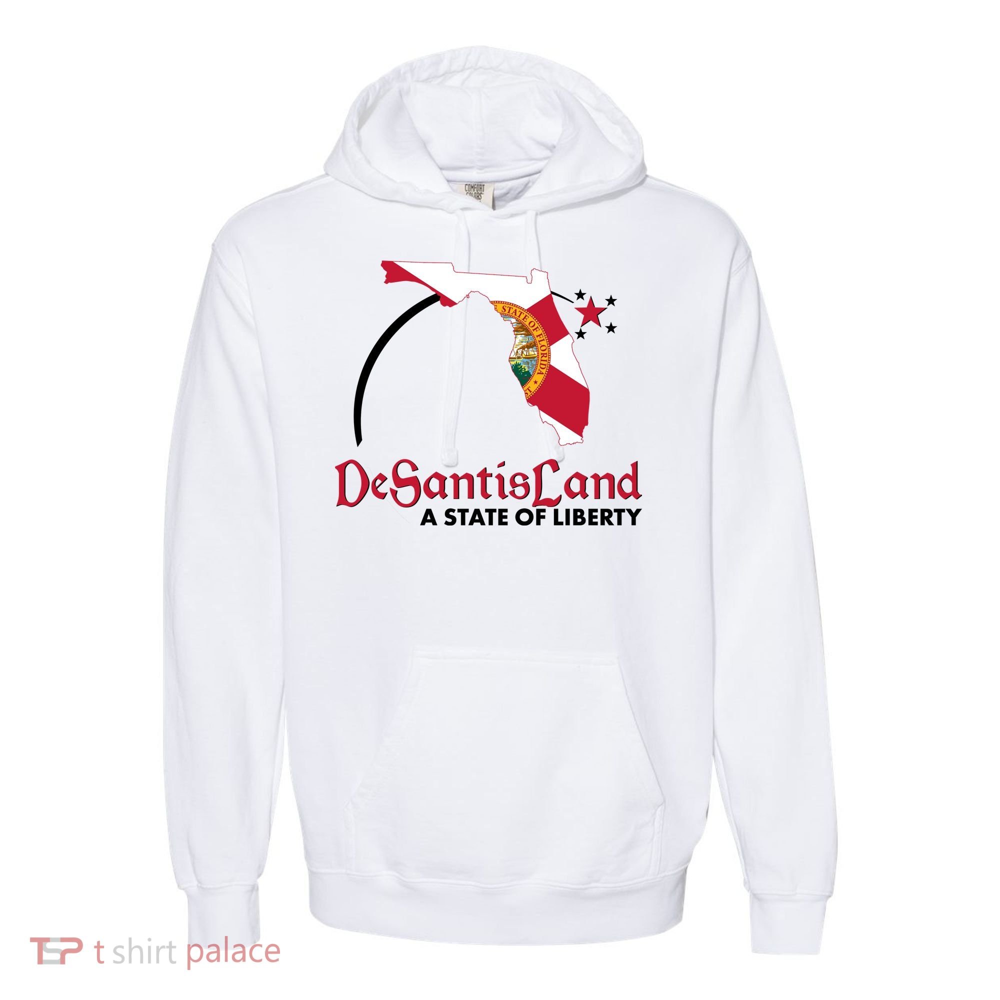 Florida State DeSantisLand A State Of Liberty Comfort Colors Garment-Dyed Hooded Sweatshirt