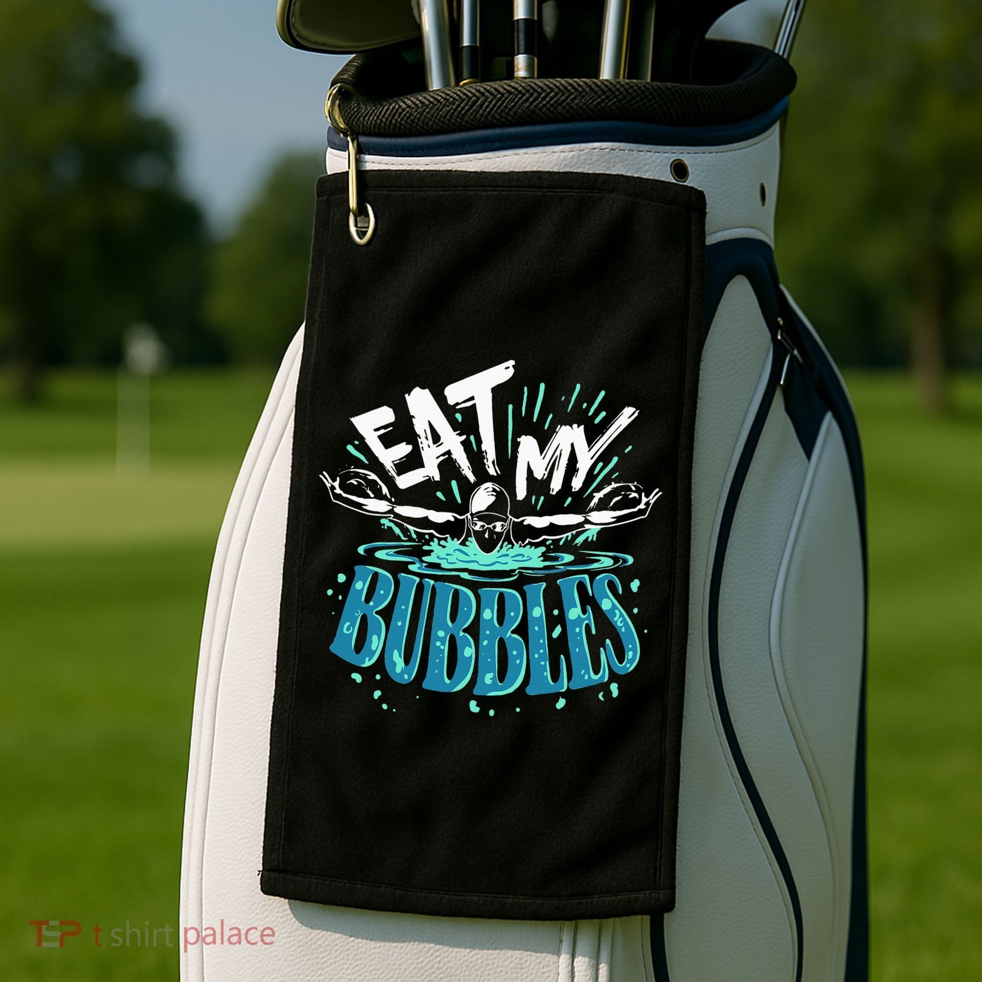 Funny Swimming Eat My Bubbles Swim Swimmer Golf Towel