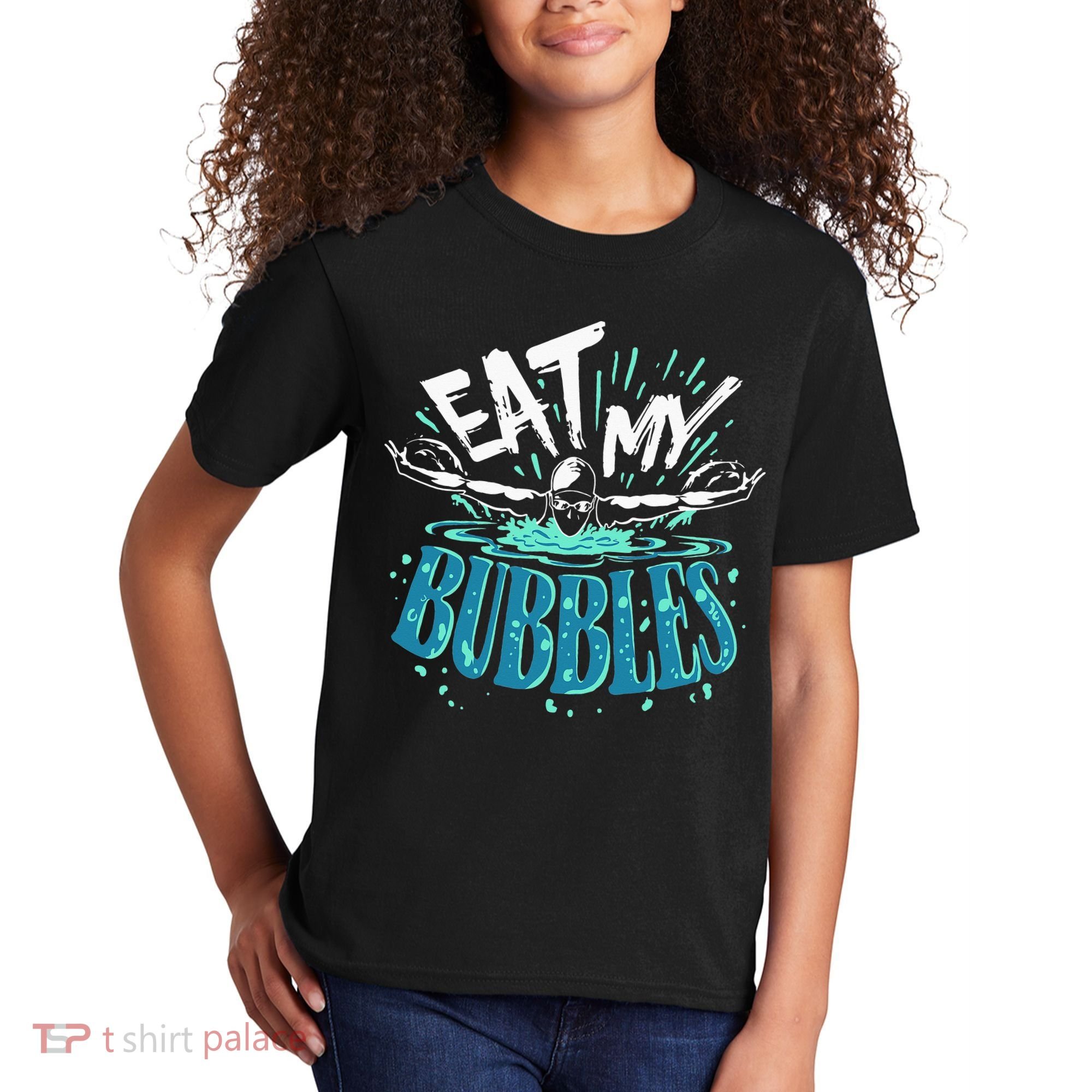 Funny Swimming Eat My Bubbles Swim Swimmer Kids T-Shirt