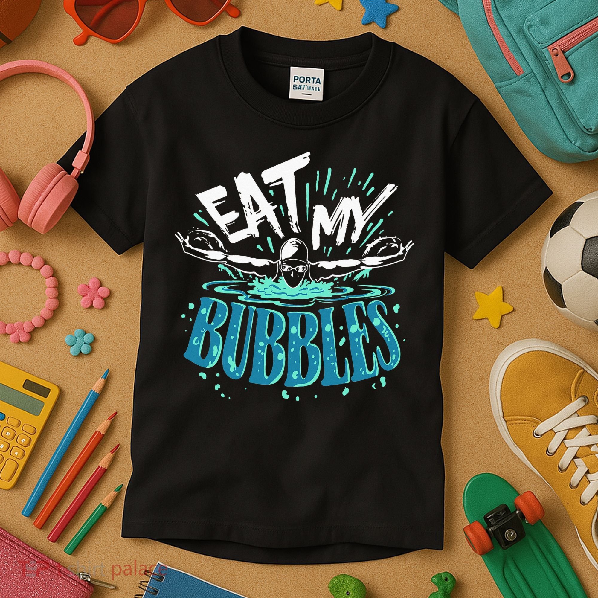 Funny Swimming Eat My Bubbles Swim Swimmer Kids T-Shirt