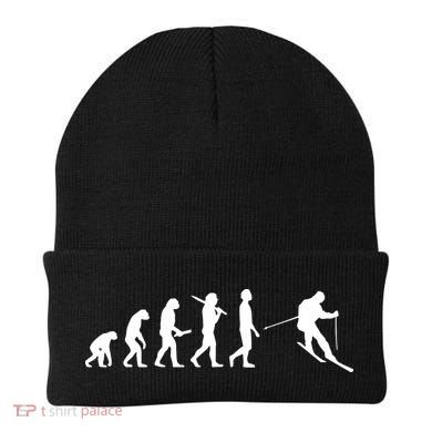 Funny Skiing Evolution Gift For Skiers Beanie