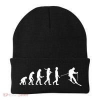 Funny Skiing Evolution Gift For Skiers Beanie thumb 0