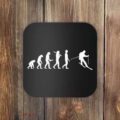 Funny Skiing Evolution Gift For Skiers Coaster