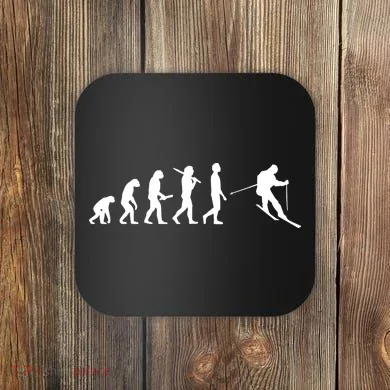 Funny Skiing Evolution Gift For Skiers Coaster