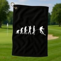 Funny Skiing Evolution Gift For Skiers Golf Towel thumb 1