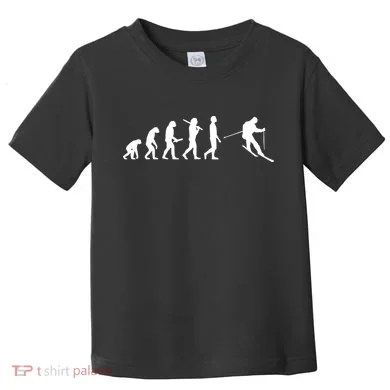 Funny Skiing Evolution Gift For Skiers Toddler T-Shirt