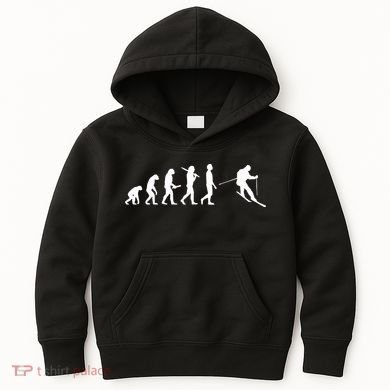 Funny Skiing Evolution Gift For Skiers Kids Hoodie