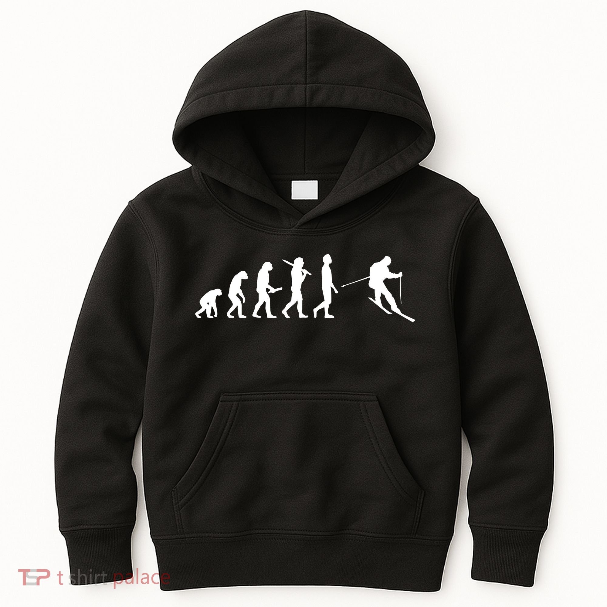 Funny Skiing Evolution Gift For Skiers Kids Hoodie