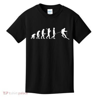 Funny Skiing Evolution Gift For Skiers Kids T-Shirt