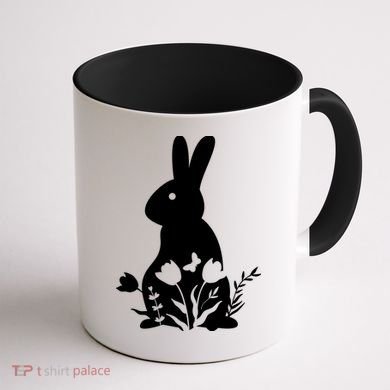 Floral Spring Easter Bunny Coffee Mug back