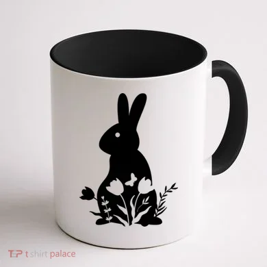 Floral Spring Easter Bunny Coffee Mug back