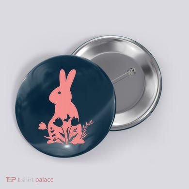 Floral Spring Easter Bunny Button