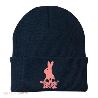 Floral Spring Easter Bunny Beanie