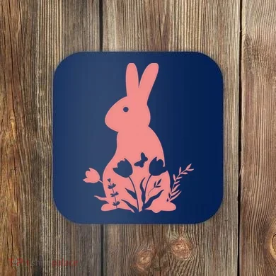 Floral Spring Easter Bunny Coaster