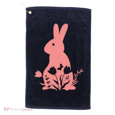 Floral Spring Easter Bunny Golf Towel