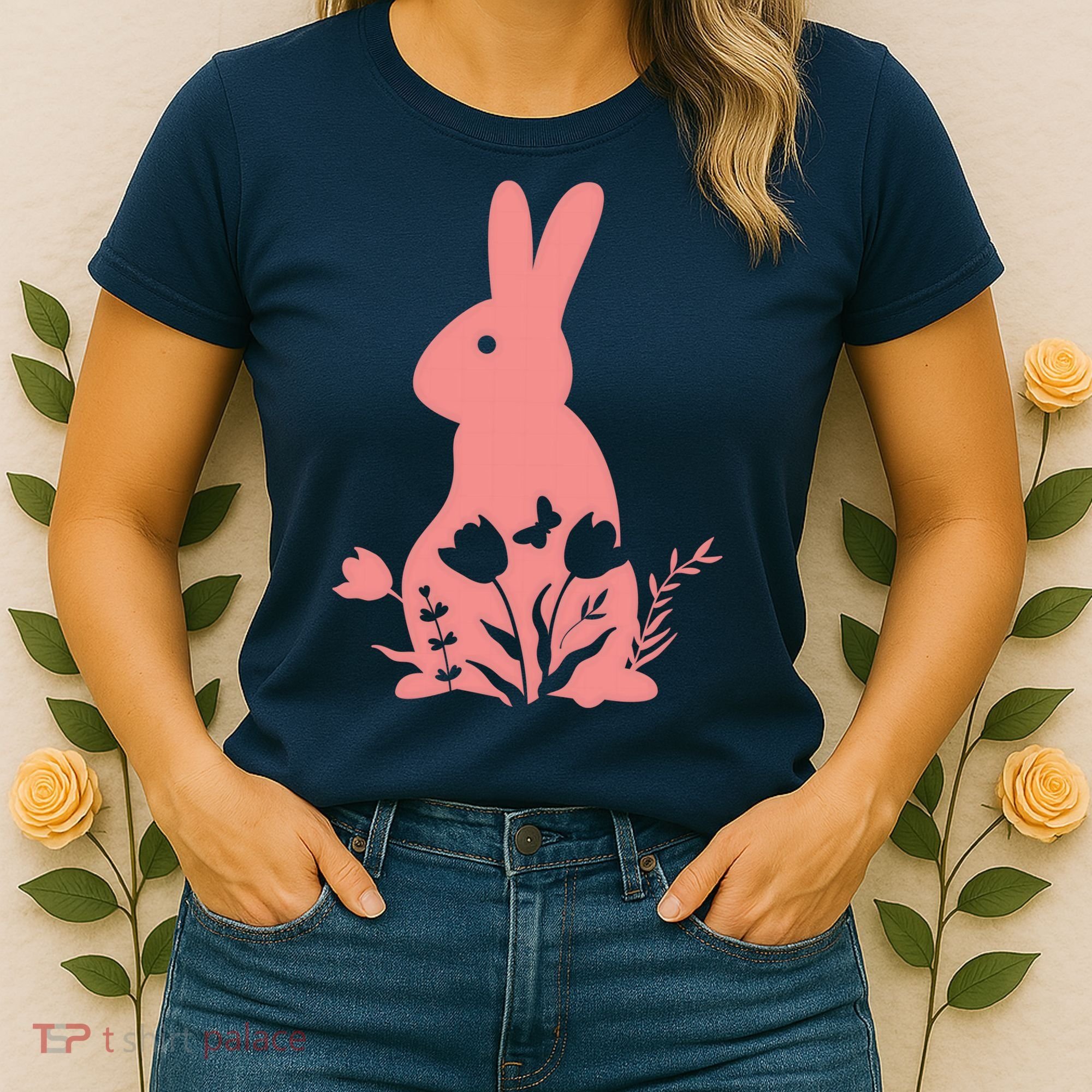 Floral Spring Easter Bunny Women's T-Shirt