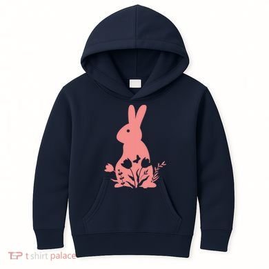 Floral Spring Easter Bunny Kids Hoodie