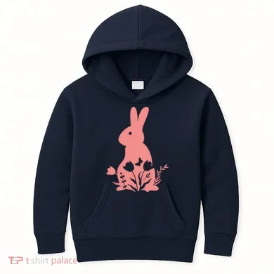 Floral Spring Easter Bunny Kids Hoodie