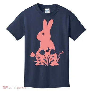 Floral Spring Easter Bunny Kids T-Shirt