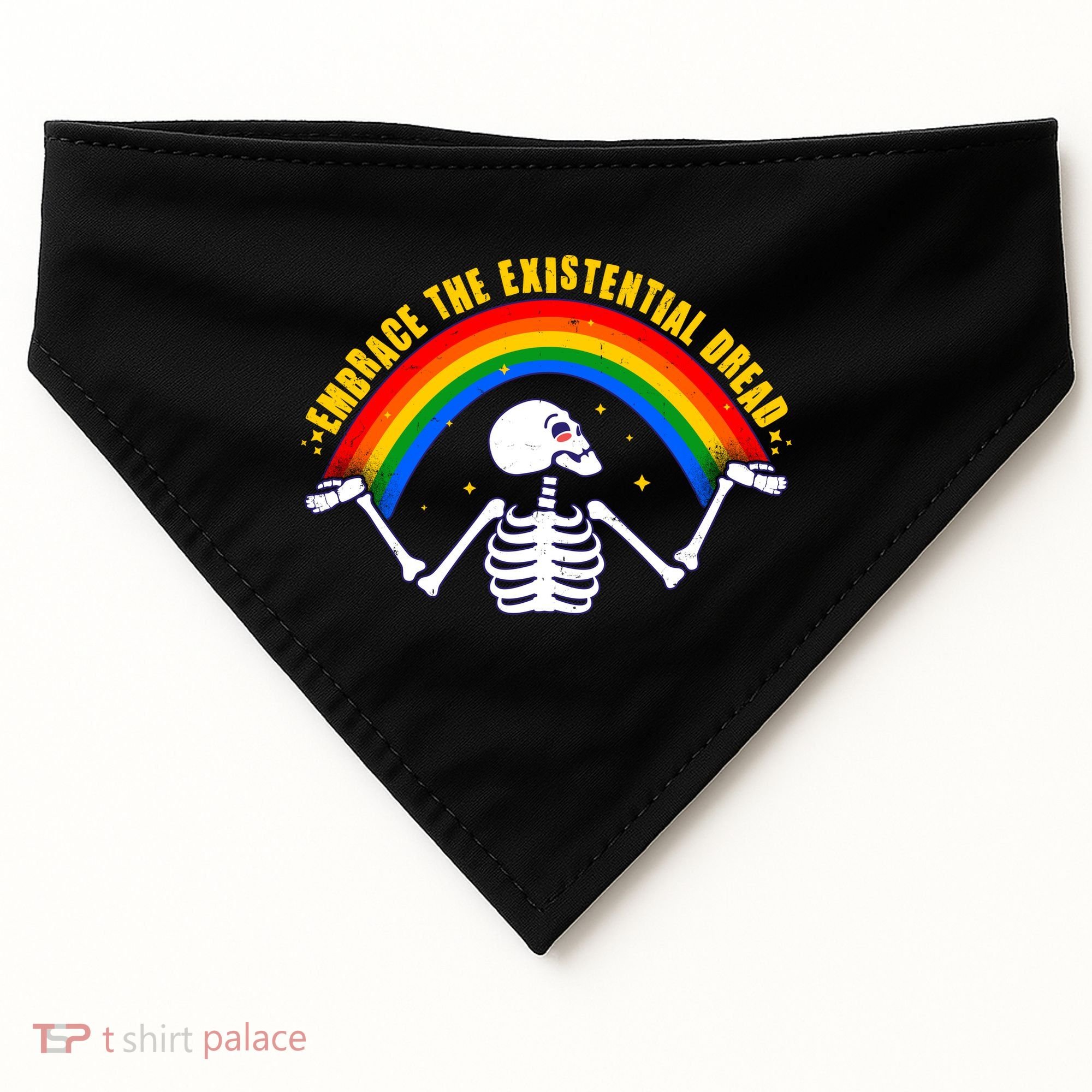 Funny Skeleton Embrace The Existential Dread USA-Made Doggie Bandana