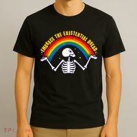 Funny Skeleton Embrace The Existential Dread T-Shirt thumb 3
