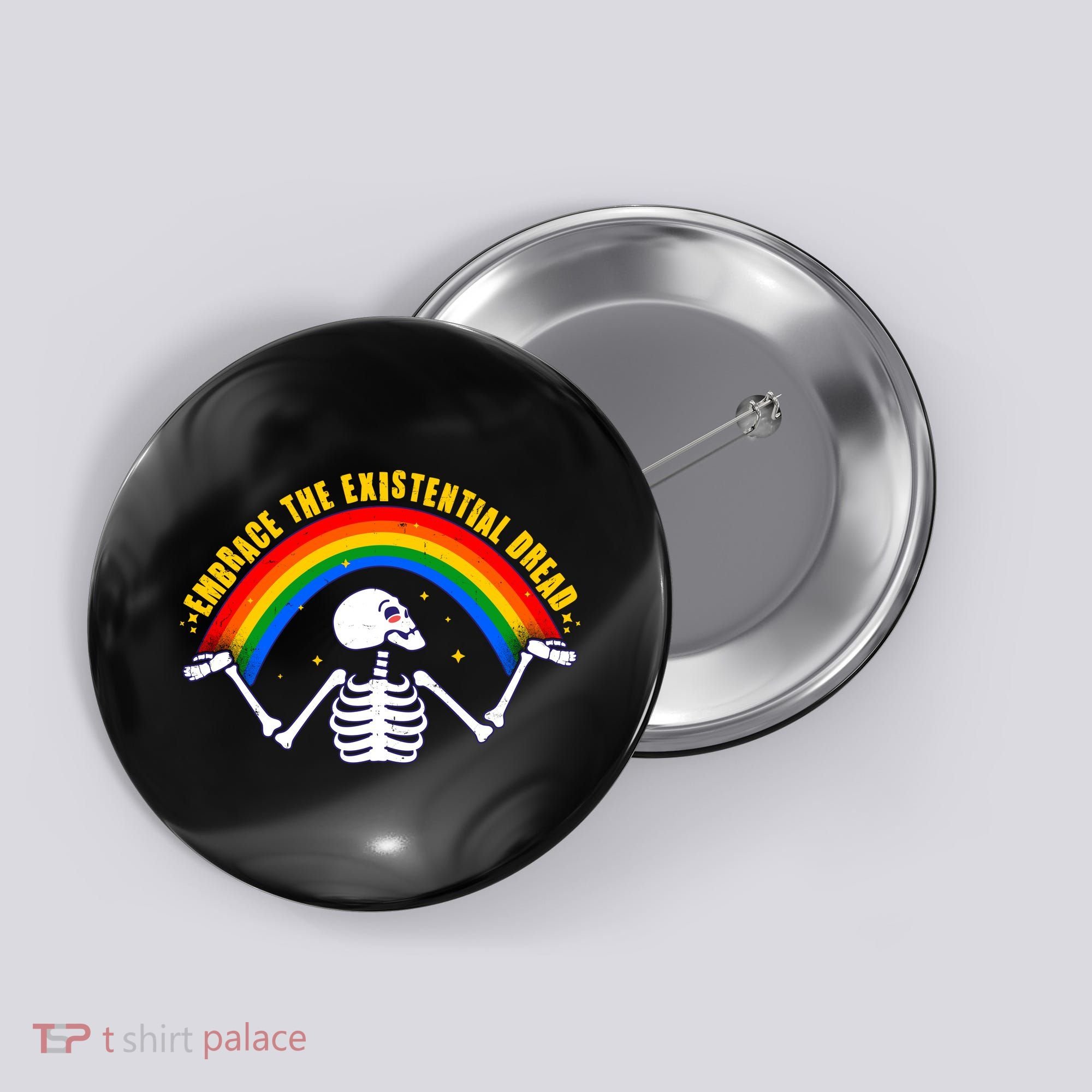 Funny Skeleton Embrace The Existential Dread Button