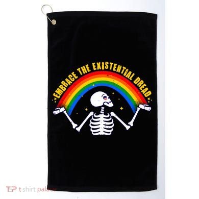 Funny Skeleton Embrace The Existential Dread Golf Towel