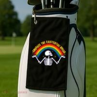 Funny Skeleton Embrace The Existential Dread Golf Towel thumb 2