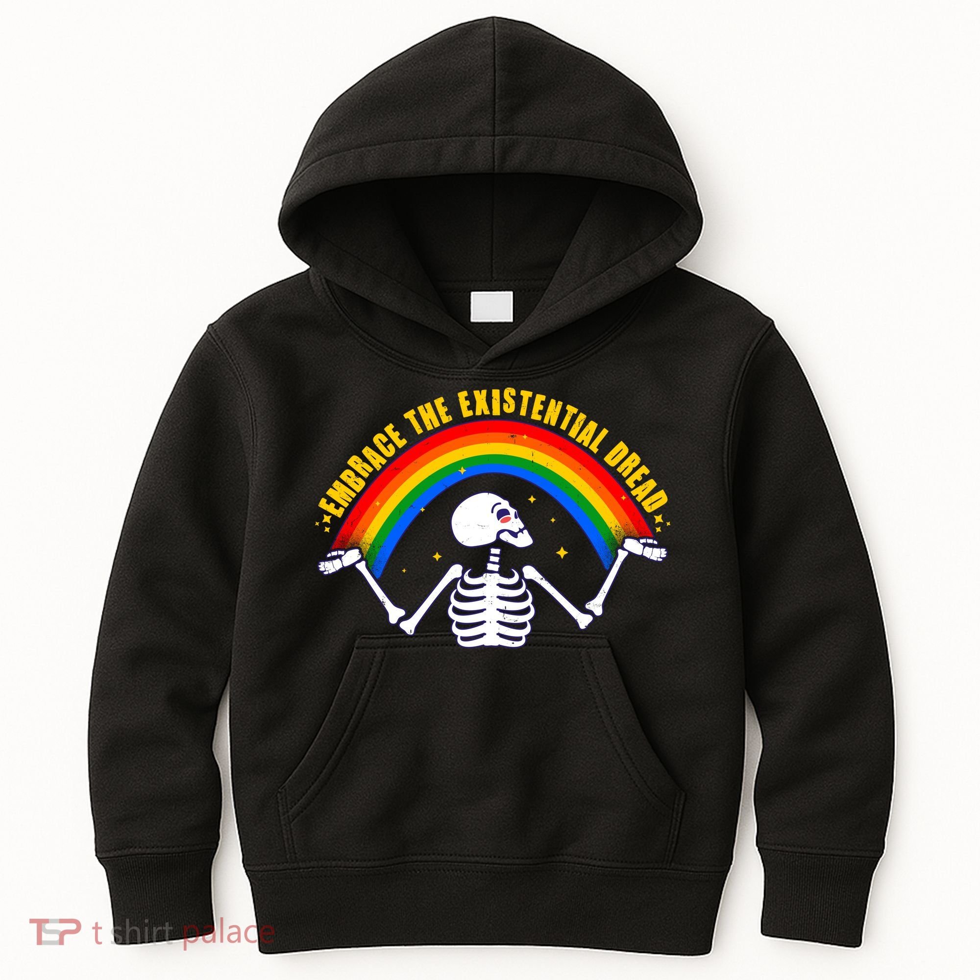 Funny Skeleton Embrace The Existential Dread Kids Hoodie