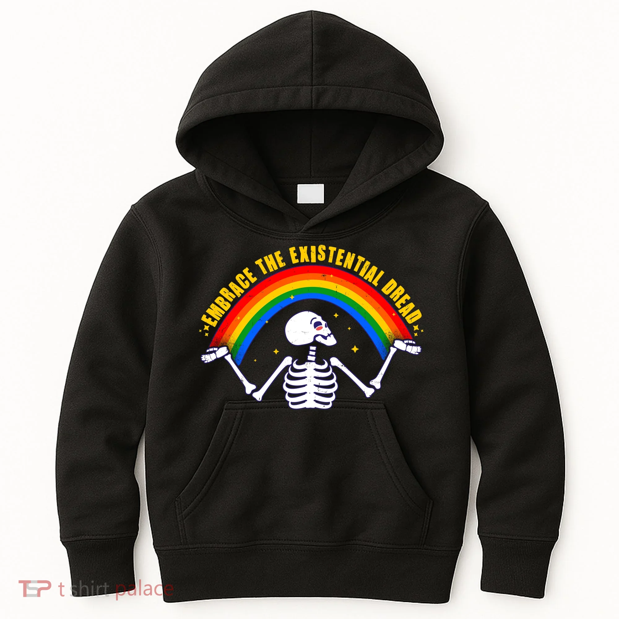 Funny Skeleton Embrace The Existential Dread Kids Hoodie