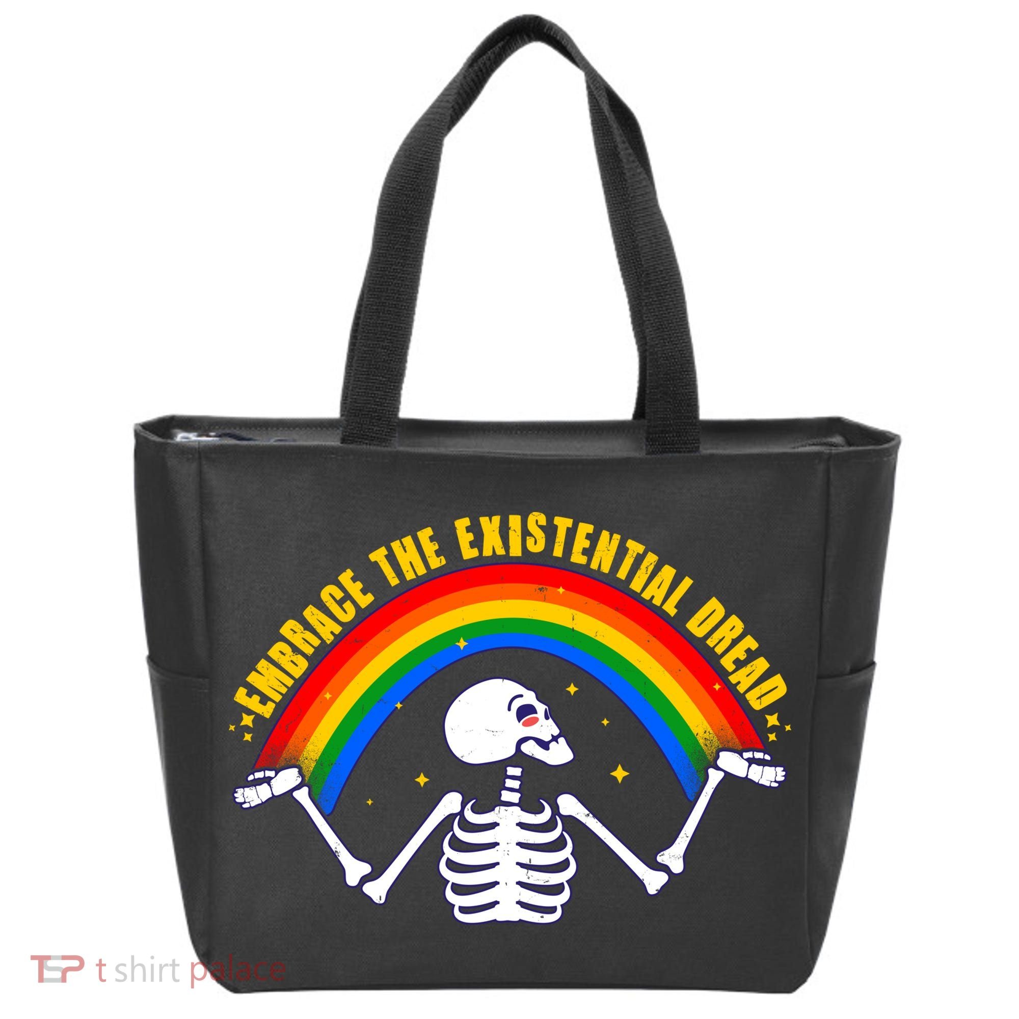 Funny Skeleton Embrace The Existential Dread Tote Bag