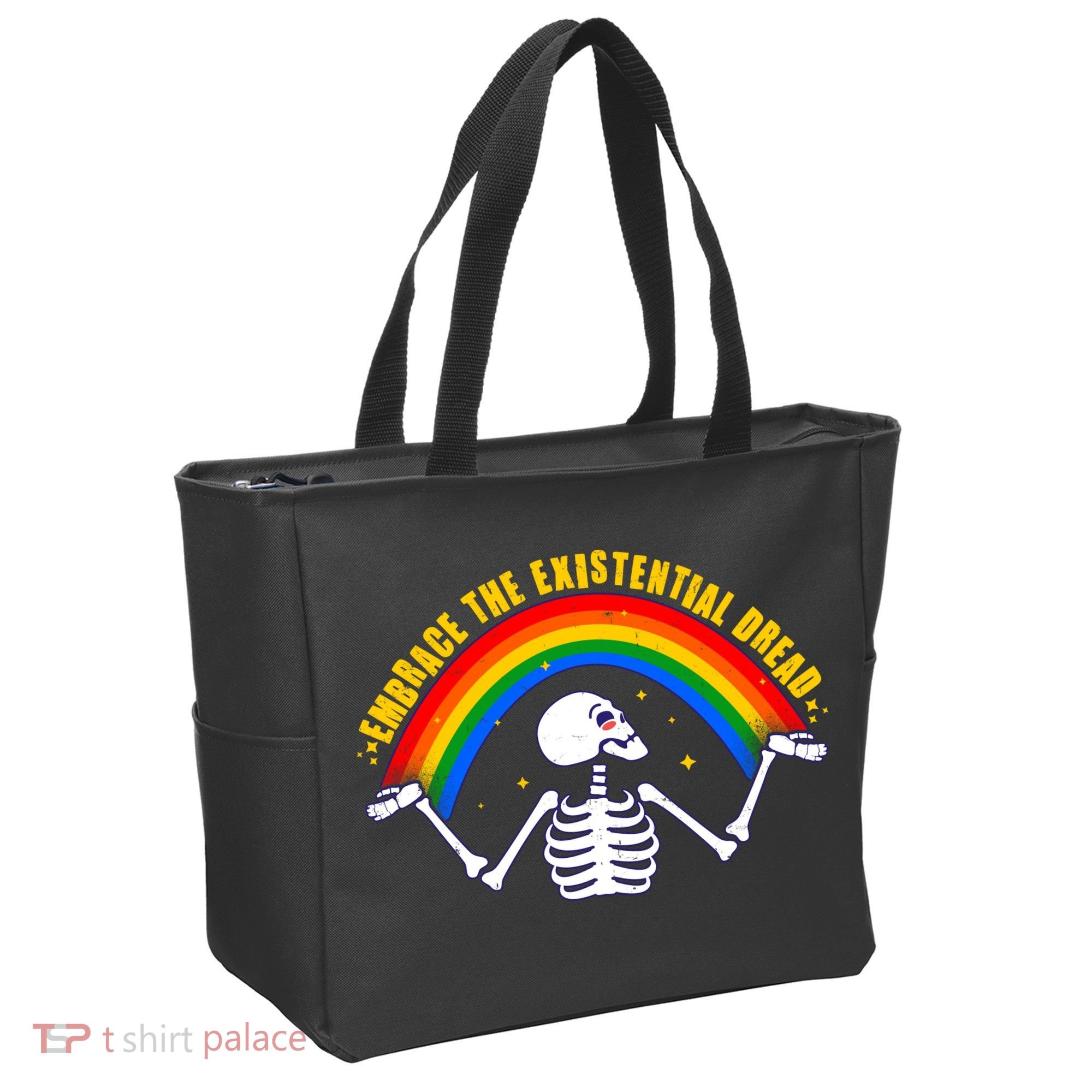 Funny Skeleton Embrace The Existential Dread Tote Bag